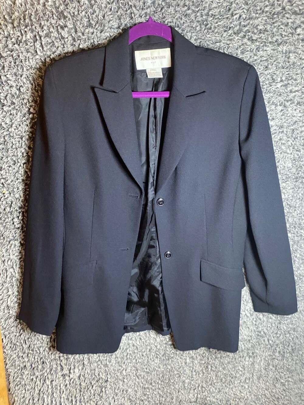 Jones New York Suit Vintage 2-Piece Black Blazer and Trousers Set